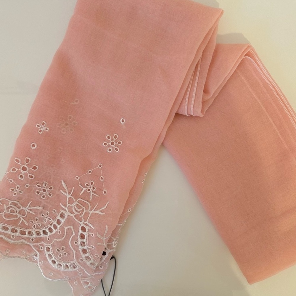 Vince Camuto Pink and White Embellished Scarf